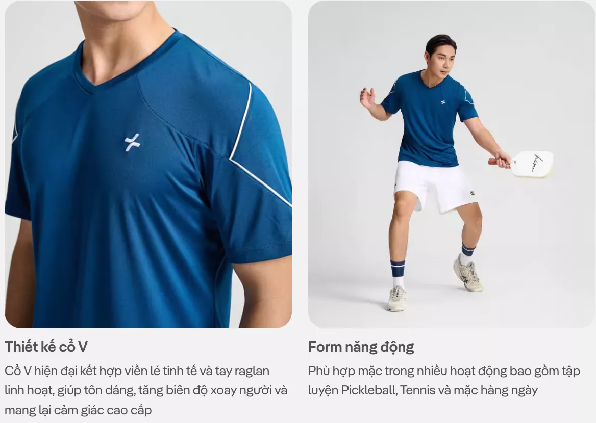 [MUA 2 GIẢM 5%]Combo 2 Áo thun thể thao nam cổ V Tennis, Typti, Pickleball DinkShot Essentials THOÁNG KHÍ Coolmate