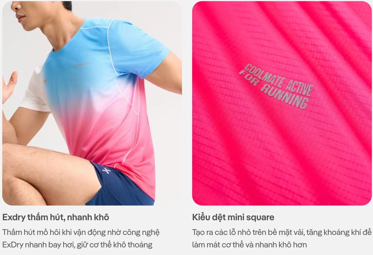Áo Thun thể thao nam chạy bộ Running Graphic Aero Gradient siêu nhẹ, nhanh khô, thoáng mát Coolmate