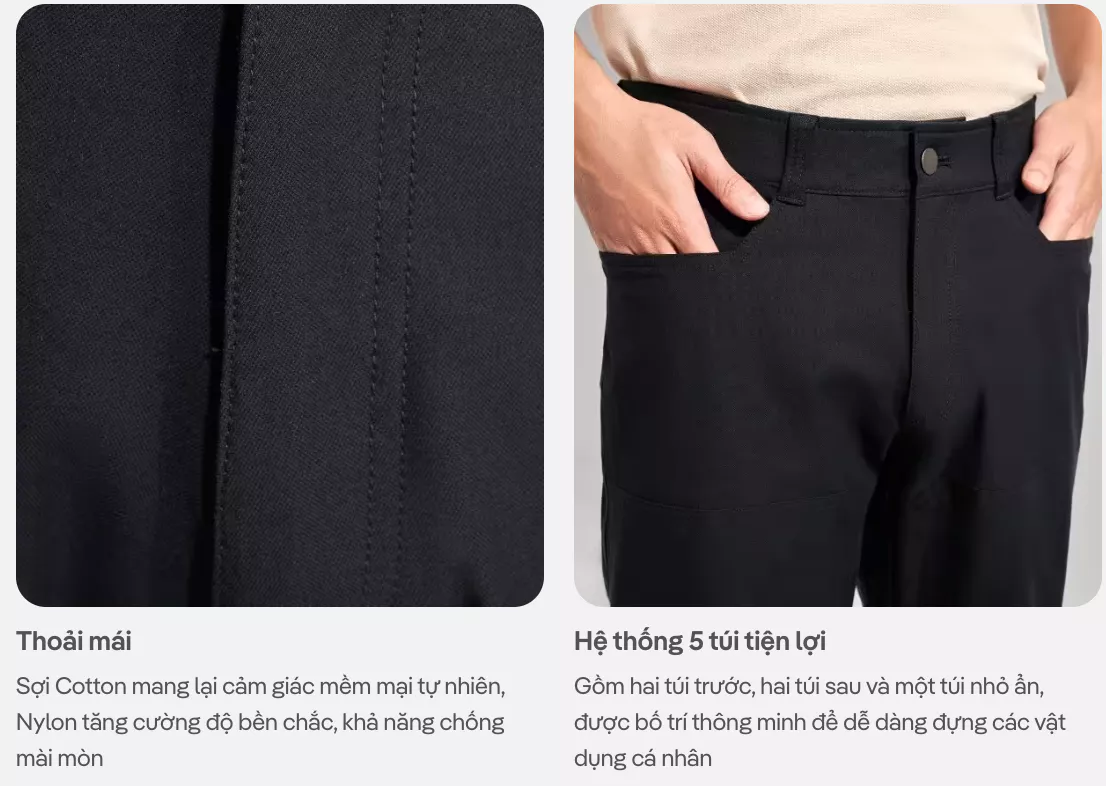[TẶNG TẤT COTTON]Quần dài kaki ECC Pants giữ form dáng trong mọi hoạt động, quần đi làm đi chơi dạo phố Coolmate