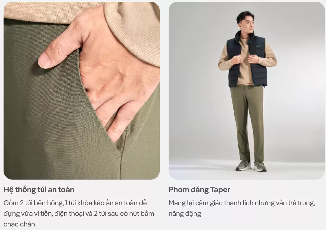 [TẶNG TẤT COTTON]Quần dài nam ECC pants dáng Taper giữ form co giãn dễ dàng vận động quần đa năng Coolmate