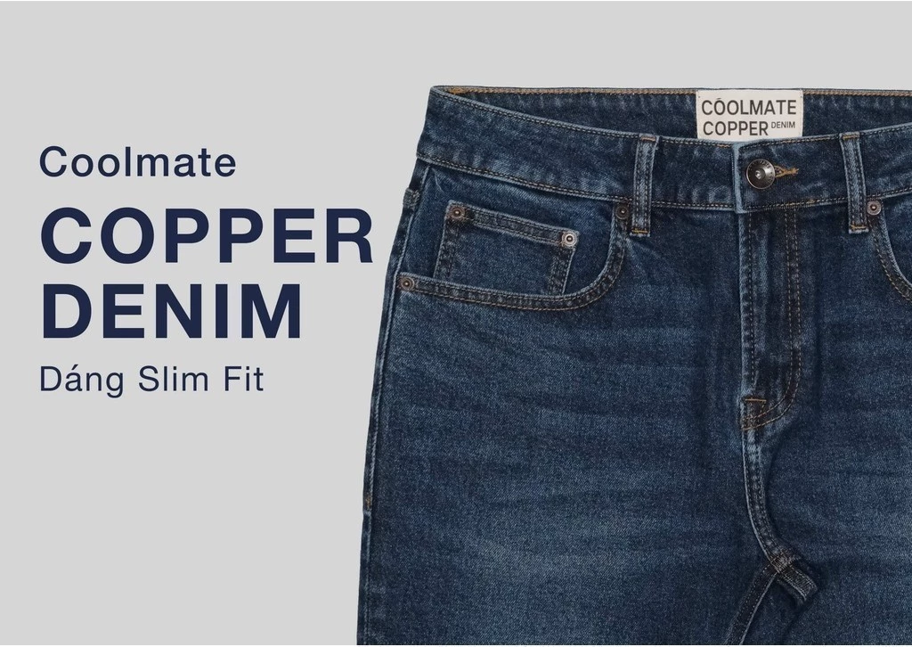 Coolmate x Copper Denim | Quần Jeans Nam dáng Slim fit bền bỉ, vừa vặn, tôn dáng, quần đi làm đi chơi dạ