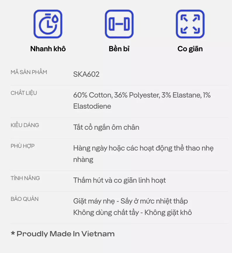 Tất/Vớ cổ ngắn nam nữ Unisex co giãn, bền bỉ, nhanh khô Coolmate