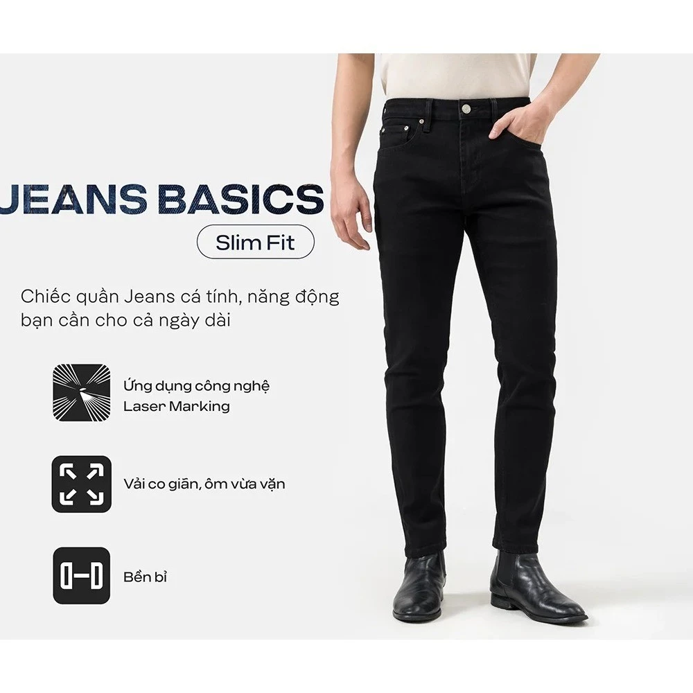 Quần Jeans Nam Basics dáng Slim fit bền bỉ, tôn dáng, quần đi làm đi chơi dạo phố Coolmate