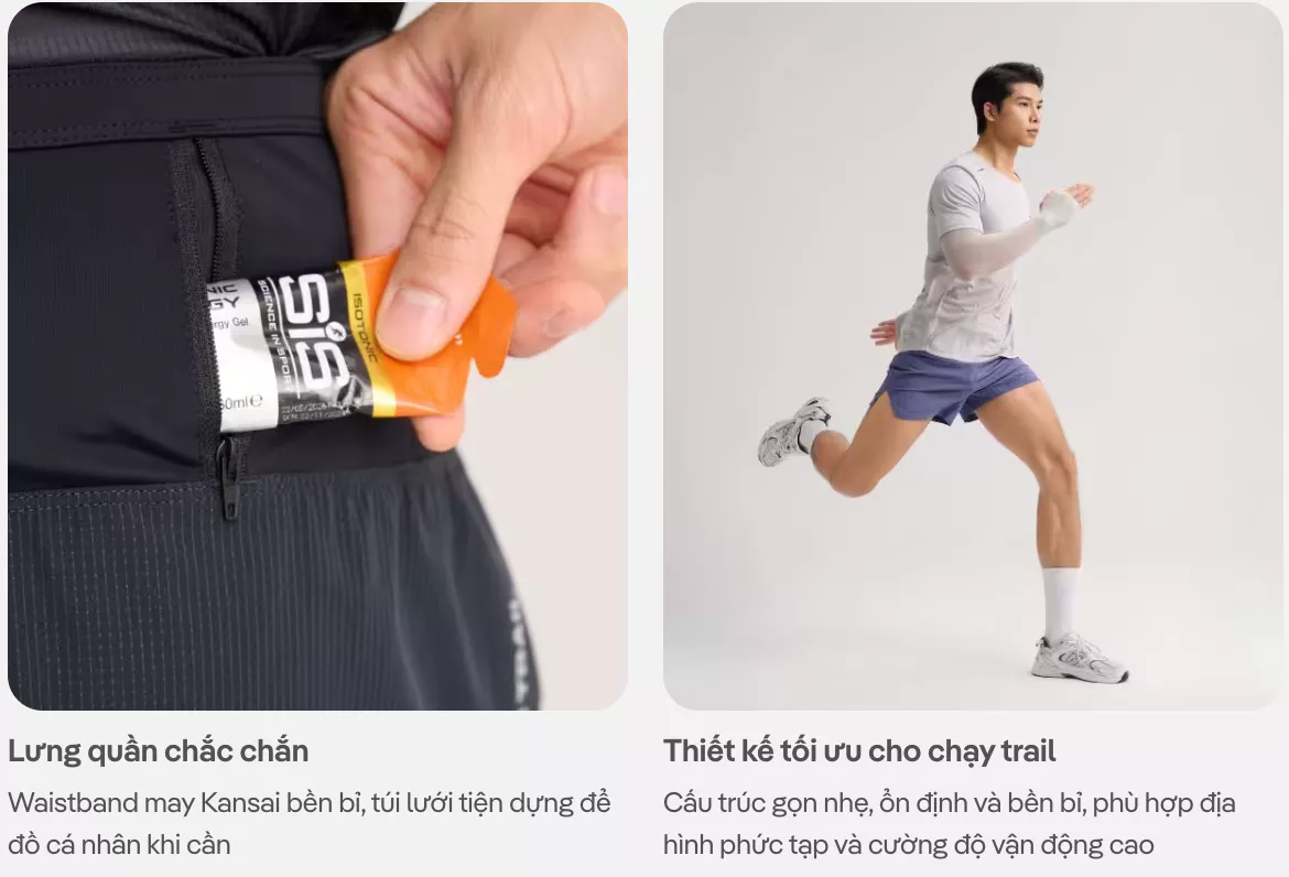 Quần shorts thể thao nam chạy bộ trail Wildflow co giãn, bền bỉ, nhanh khô - Coolmate