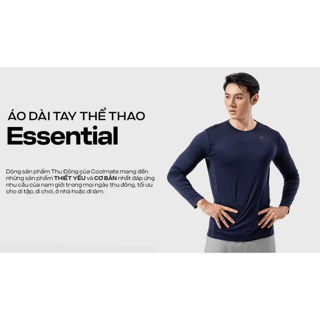 [MUA 2 GIẢM 5%]Áo dài tay nam thể thao Essential tập Gym, Pickleball co giãn, thấm hút tốt Coolmate FW
