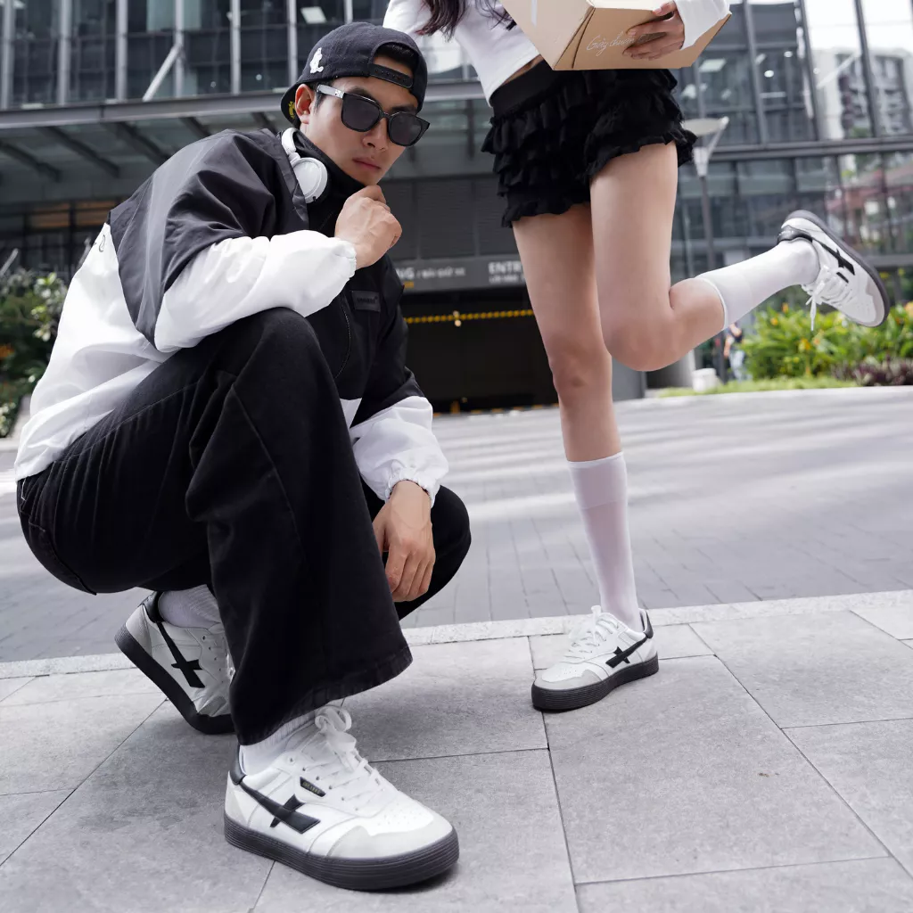 Giày Sneaker Nam Nữ DC48 CITY STRIPE Dincox Shoes Đế Bằng - Da phối Suede Cao Cấp
