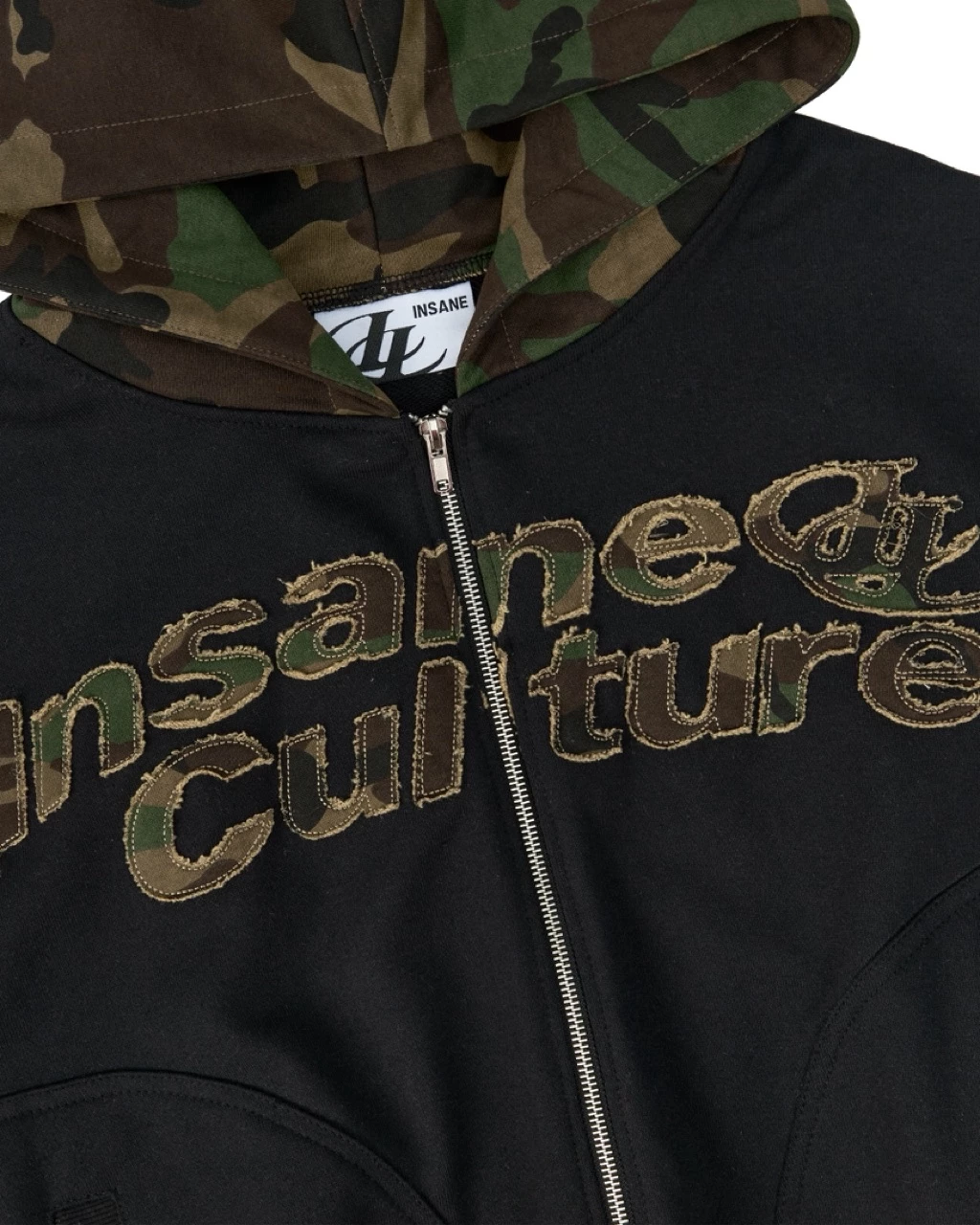 Áo Khoác Zip InsaneClo CAMO PATCH HOODIE ZIP Form Boxy Unisex Vải Chân Cua Cotton
