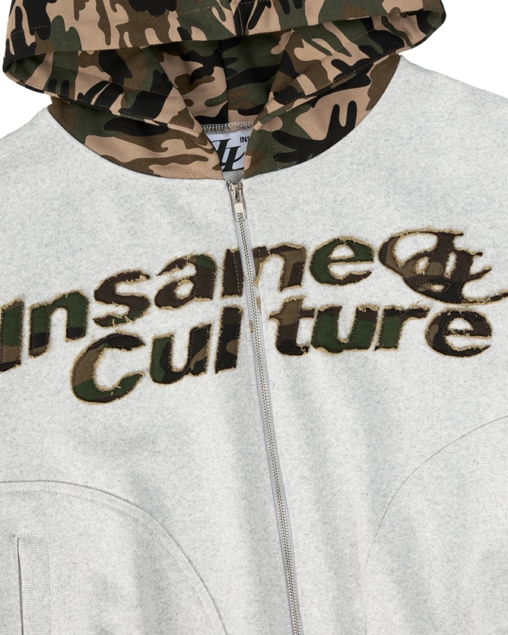 Áo Khoác Zip InsaneClo CAMO PATCH HOODIE ZIP Form Boxy Unisex Vải Chân Cua Cotton