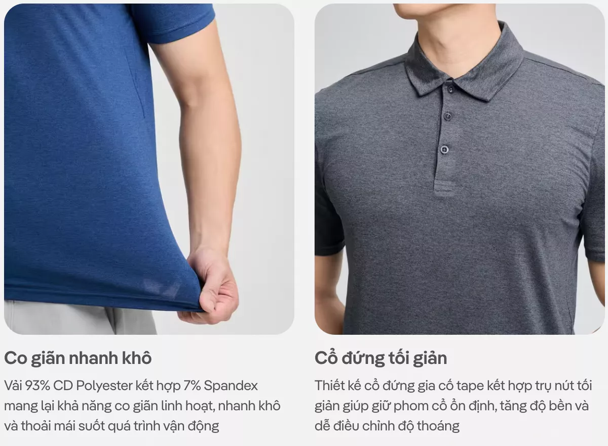 Áo Polo thể thao nam Quick Dry Active chống tia UV, siêu nhẹ, thấm hút, thoáng mát Coolmate