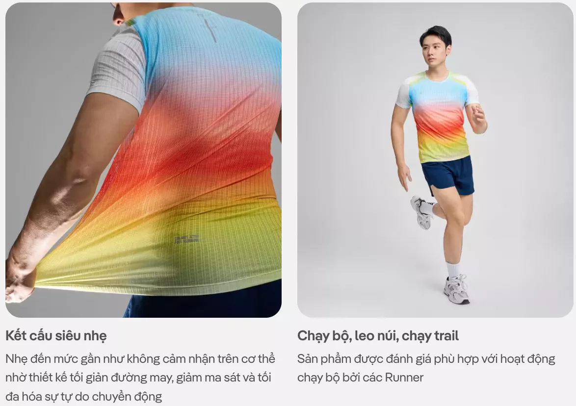 Áo thun thể thao đa năng AirFlow Exdry Gradient chạy bộ, pickleball siêu nhẹ Coolmate