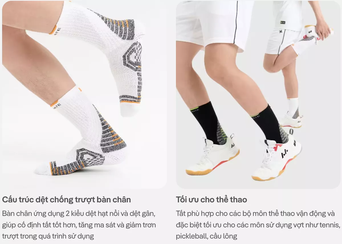 Tất thể thao cổ trung Striker Sport chạy bộ, trail, trekking êm ái thấm hút kháng khuẩn COOLMATE