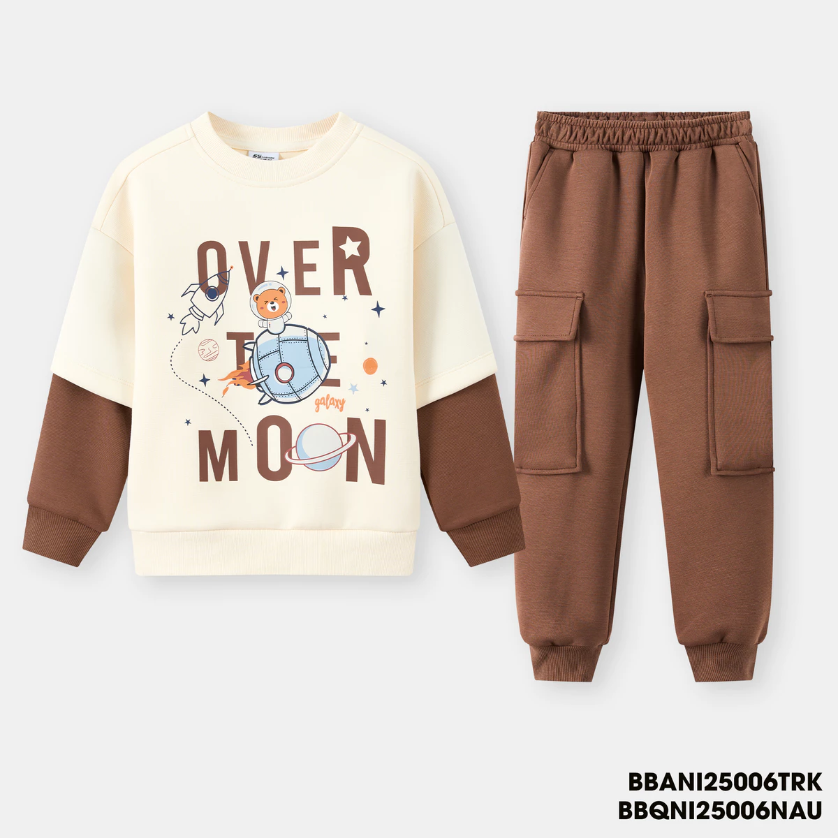 Bộ Quần Áo Nỉ Bé Trai 5S Fashion Dày Dặn Tay Layer Năng Động BBNI25006