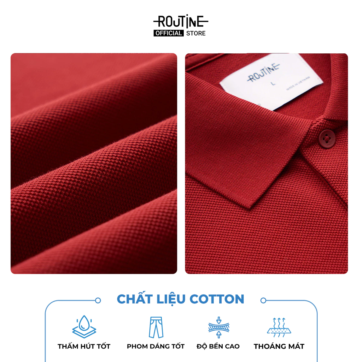 [ĐƠN 699K TẶNG VỚ] Áo Polo Tay Ngắn Nam Trơn 100% Cotton Form Fitted - Routine 10F25POL009