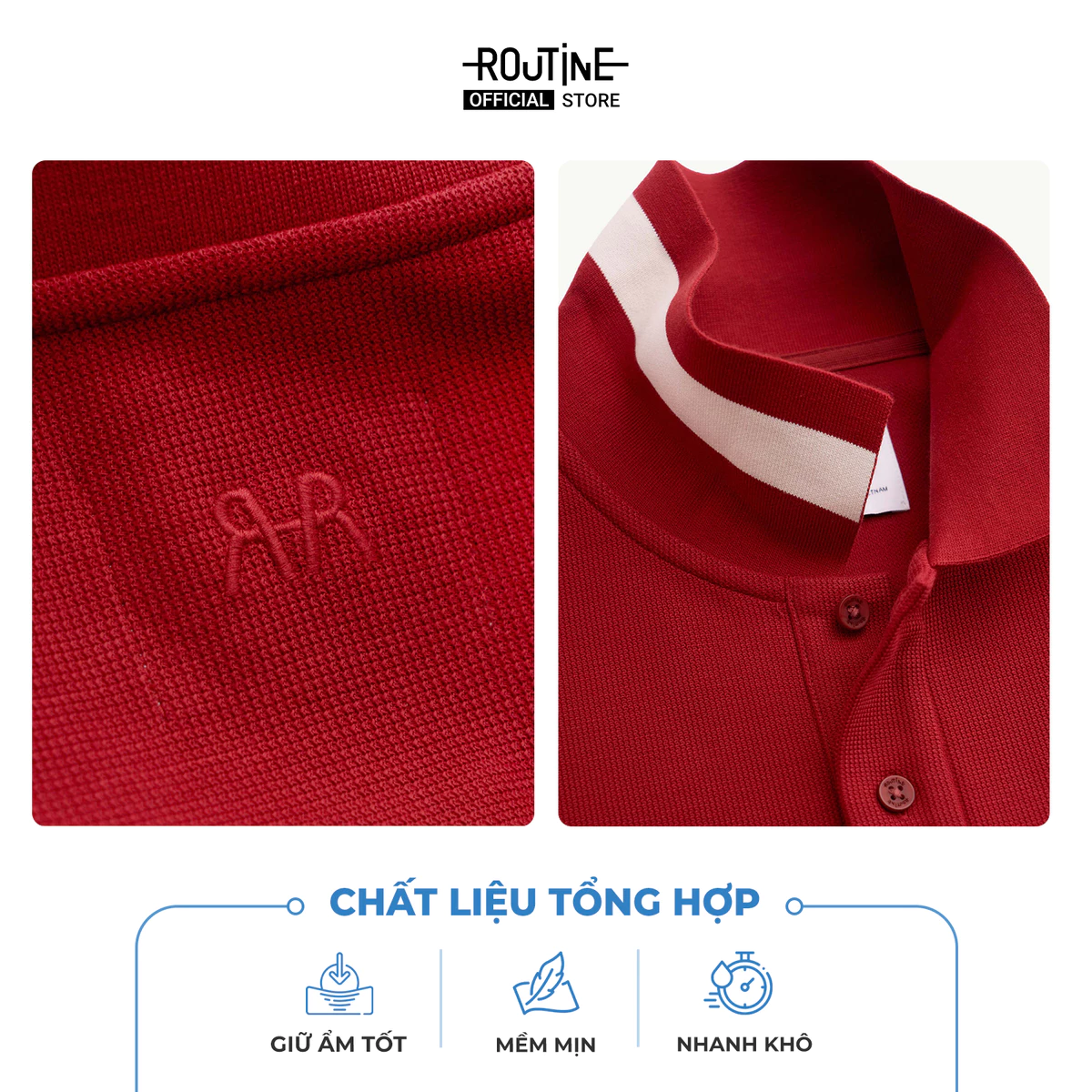 Áo Polo Tay Ngắn Nam Thêu Logo Phối Cổ Form Fitted - Routine 10F25POL005