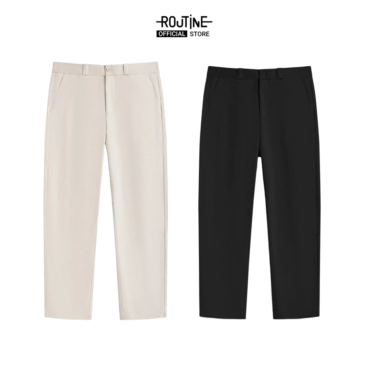 [20.9 TẶNG QUẦN] Quần Kaki Nam Cotton Trơn Form Slim Cropped - Routine 10F24PCA005