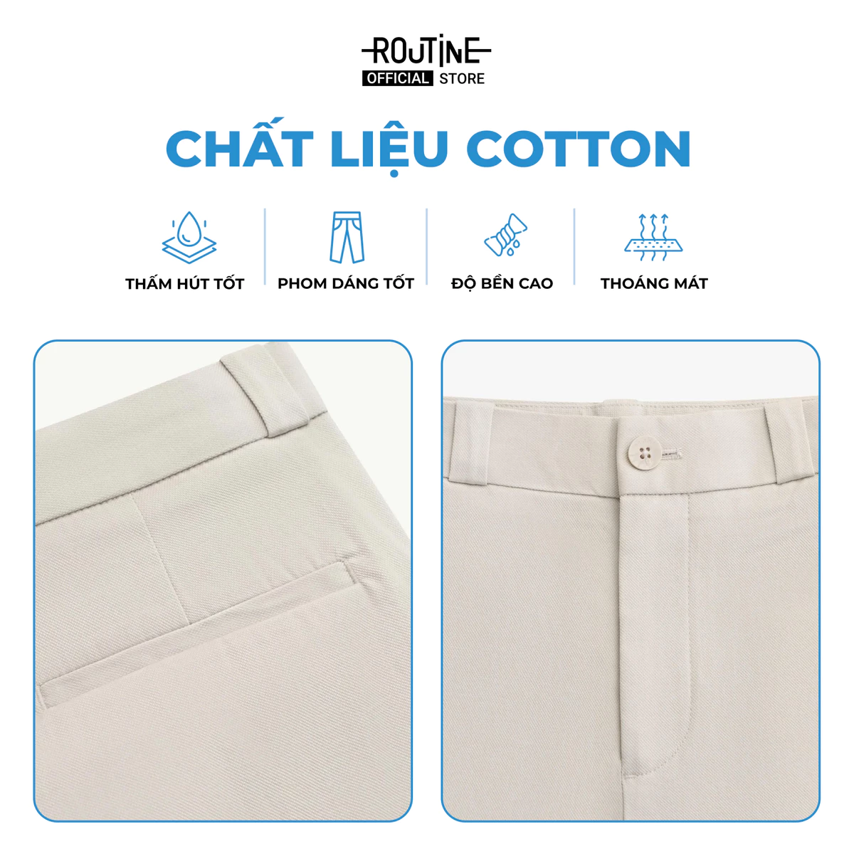 [20.9 TẶNG QUẦN] Quần Kaki Nam Cotton Trơn Form Slim Cropped - Routine 10F24PCA005