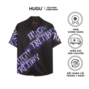 Áo sơ mi tay ngắn HUGU - Bling bling - chất liệu satin - unisex