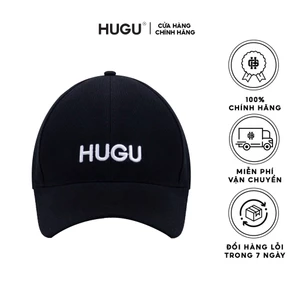 Mũ lưỡi trai thêu họa tiết HUGU trơn màu đen