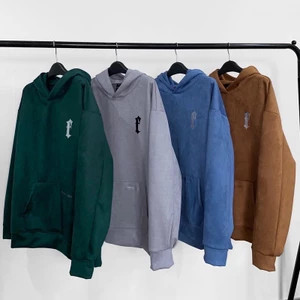 Áo hoodie da lộn FNC chữ thêu v4.0 - Suede Hoodie Letter F