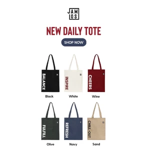 Jamlos New Daily Tote - Túi Tote vải canvas hằng ngày A4 in chữ truyền cảm hứng