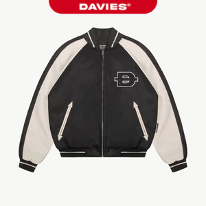 Áo khoác Souvernir Track nam nữ dù DAVIES hình thêu logo tay phối màu tương phản bo chun Track Bomber Jacket | D-AK24