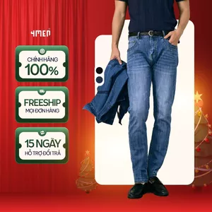 Quần jean thêu 4M ở túi sau form slimfit QJ122 basic, co giãn nhẹ, thoải mái, năng động, trẻ trung, dễ mặc