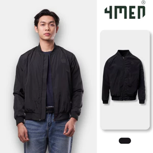 Áo khoác bomber nam 4MEN AK066, vải dù (gió) đẹp cao cấp may 2 lớp chống nắng cản gió, màu đen trẻ trung dễ mặc
