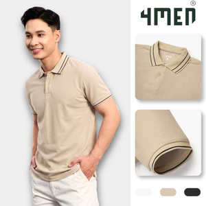 Áo Polo Nam 4MEN Bo Sọc Form Regular PO188 chất thun cá sấu lục giác, basic, thanh lịch, thoáng mát