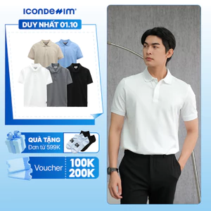 Áo Polo Nam ICONDENIM, chất liệu vải cotton cá sấu, form regular thoải mái, logo in nổi tạo điểm nhấn PLID0077