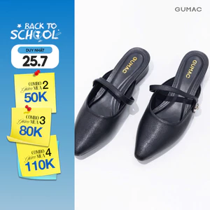 Sục Cách Điệu Nữ GUMAC Mũi Nhọn Phối Quai Chéo Đính Đá Sang Trọng GF01035