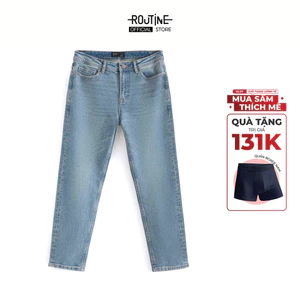 Quần Jeans Nam Trơn Form Slim Cropped - Routine 10F24DPA036