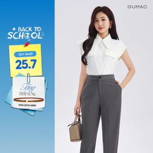 Áo sơ mi nữ GUMAC form suông phối nẹp vai có nắp túi giả  AF10035