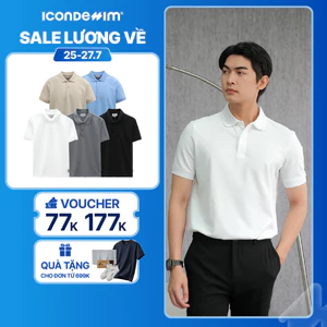 Áo Polo Nam ICONDENIM, chất liệu vải cotton cá sấu, form regular thoải mái, logo in nổi tạo điểm nhấn PLID0077