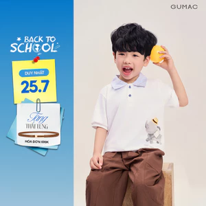 Áo Polo Bé Trai GUMAC Tay Ngắn In Hình Con Voi Cotton 2C Mềm Mát Dễ Thương APKG04088