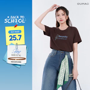 Áo Thun Nữ Gmorning - GUMAC Form Rộng Cổ Tròn Tay Ngắn Hình Thêu Xù Chữ Nổi Thanh Lịch Thời Trang YATG08045