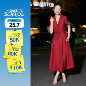 Set lẻ Áo kiểu nữ GUMAC cổ danton  AF12002 - Chân váy nữ GUMAC A ly xòe  VF12003
