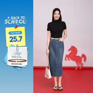 Chân Váy Jeans Nữ GUMAC Chân Váy Bút Chì Dáng Midi Xẻ Tà Tôn Dáng Trẻ Trung VD12037