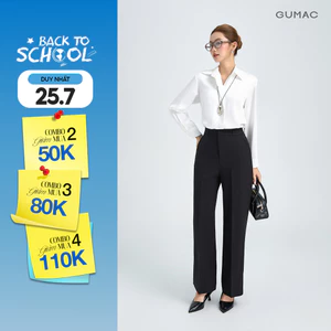 Quần Tây Nữ GUMAC Ống Rộng Form Cơ Bản Lưng Có Con Đỉa Tôn Dáng Hiện Đại LQG0110 - LQG0412 