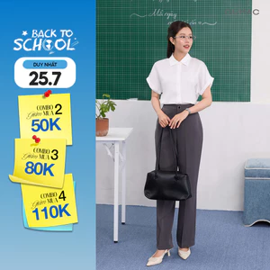 Quần Ống Suông Nữ 98cm GUMAC Lưng Cao Chất Cotton Công Sở Dáng Dài Cạp Cao Loe Nhẹ QE04001