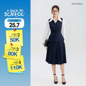 Set lẻ Áo gile GUMAC gài nút  AG05004 - Chân váy GUMAC form A xòe VG05006 - Quần tây GUMAC ống loe QG05005