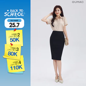 Chân Váy Bút Chì Nữ GUMAC Thun Co Giãn Form Ôm Dáng Basic Công Sở  BVE00010