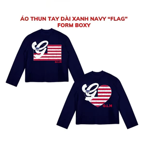 TheGlam CHÍNH HÃNG - Áo Thun Tay Dài Xanh Navy "FLAG" Raglan UNISEX - TS05-17