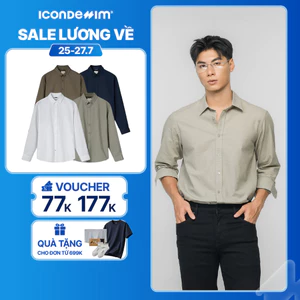 Áo Sơ Mi Linen Nam Tay Dài ICONDENIM Coastal Breeze Form Regular SMID0277