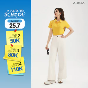 Quần Jeans Nữ GUMAC Màu Trắng Form Suông Cạp Cao Tôn Dáng Túi Hàm Ếch Cá Tính LQJF1102