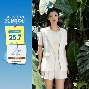 Áo Blazer Nữ GUMAC Áo Vest Tay Ngắn 1 Lớp Có Đệm Vai Chất Chéo Nhật Thanh Lịch OWF05043
