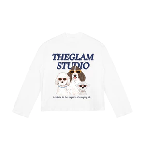 TheGlam CHÍNH HÃNG - Áo Thun Trắng Tay Dài UNISEX “PUPPY FAMILY” Form Boxy UNISEX Nam Nữ - TS05-20