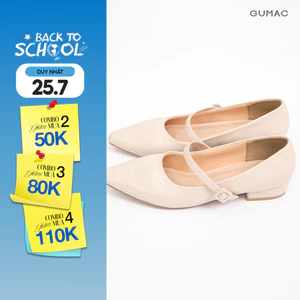 Giày Búp Bê Nữ GUMAC Thiết Kế Mũi Nhọn Quai Ngang Phối Khóa Thời Trang GF01078