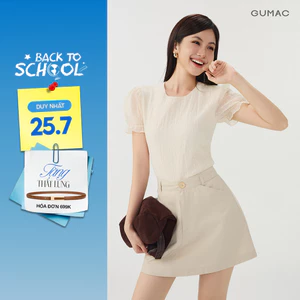 Áo Kiểu Nữ GUMAC Form Suông Cổ Tròn Tay Nhún Chất Liệu Tơ Hai Lớp Thanh Lịch Dễ Mặc Đi Làm Đi Chơi Hằng Ngày LAG07075