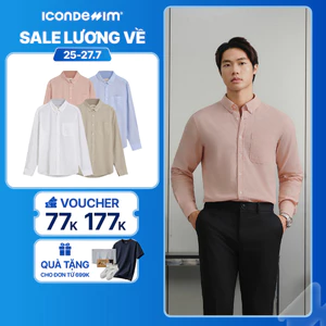 Áo Sơ mi Linen Nam ICONDENIM Tay Dài Pale Wave Form Regular SMID0239