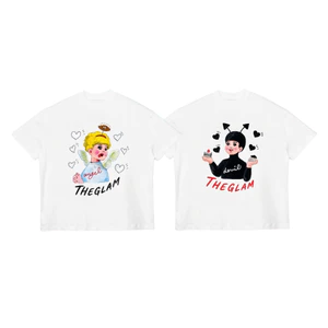 TheGlam CHÍNH HÃNG - Áo Thun Boxy "ANGEL & DEVIL" UNISEX Màu Trắng/Be - TS07-10